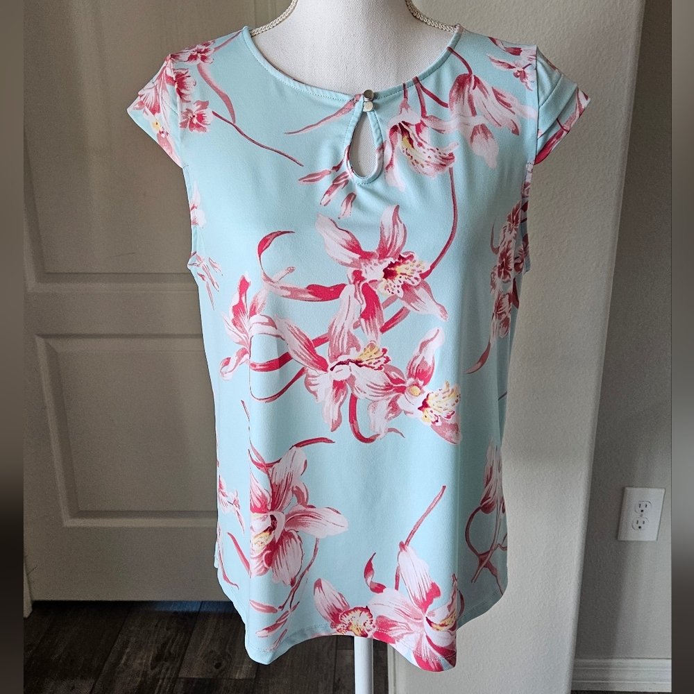 7TH AVE floral blouse NY&Co SZ M